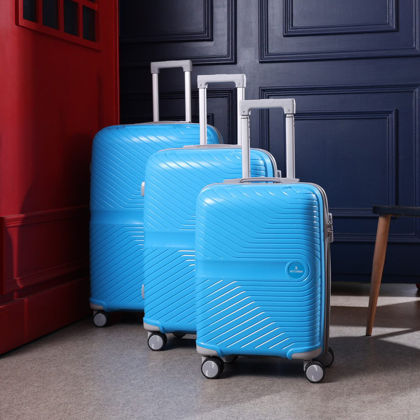 JACY LONDON Soft Body Set of 3 Luggage 8 Wheels - Hard Body Polypropylene Set of 3 Luggage Cabin & Check-in Set 8 Wheels - 30 inch