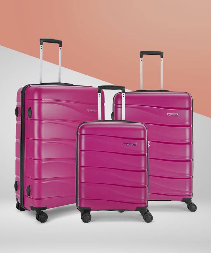 ARISTOCRAT Hard Body Set of 3 Luggage – OLYMPUS 8-W STROLLY CB+MD+LG 360ROSERED – Red
