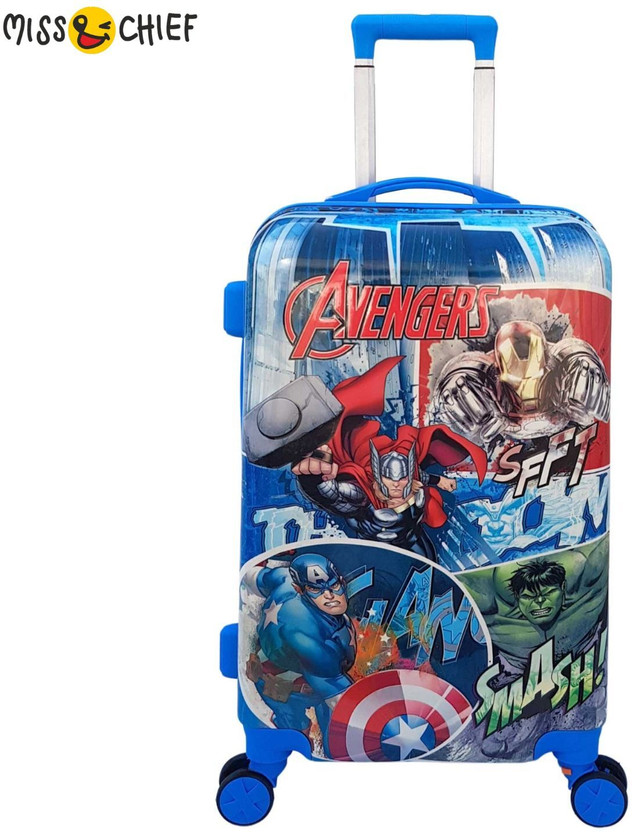 Miss & Chief Kids Hard Shell Travel Trolley Bag with Adjustable Handle & Number Lock Check-in Suitcase 8 Wheels - 24 inch