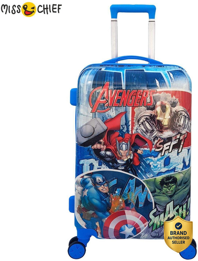 Miss & Chief Kids Hard Shell Travel Trolley Bag with Adjustable Handle & Number Lock Check-in Suitcase 8 Wheels - 24 inch