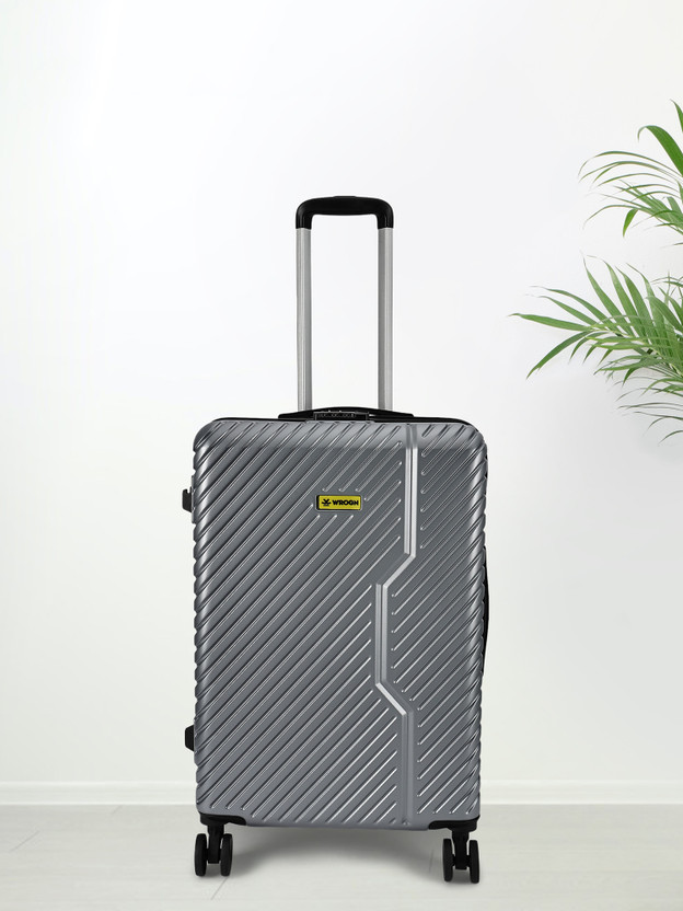 WROGN Vivid-Light-Weight & Durable Polycarbonate Silver Hard Luggage Check-in Suitcase 8 Wheels - 24 Inch