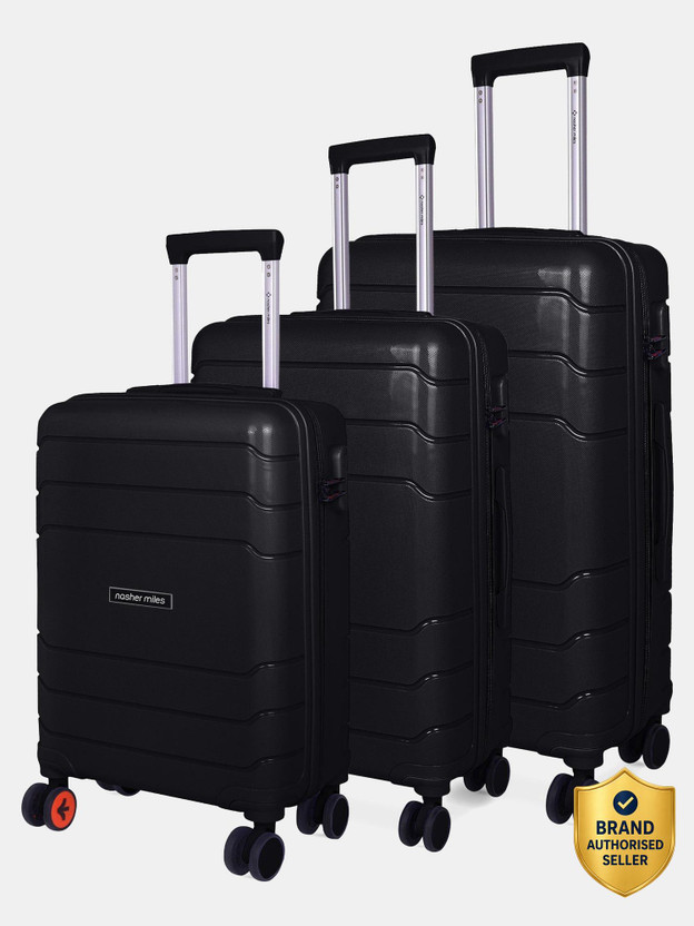 NASHER MILES Lisbon Hard-Sided Polypropylene Trolley Bag Set 55 65 & 75 cm Durable Travel Cabin & Check-in Set 8 Wheels - 28 inch