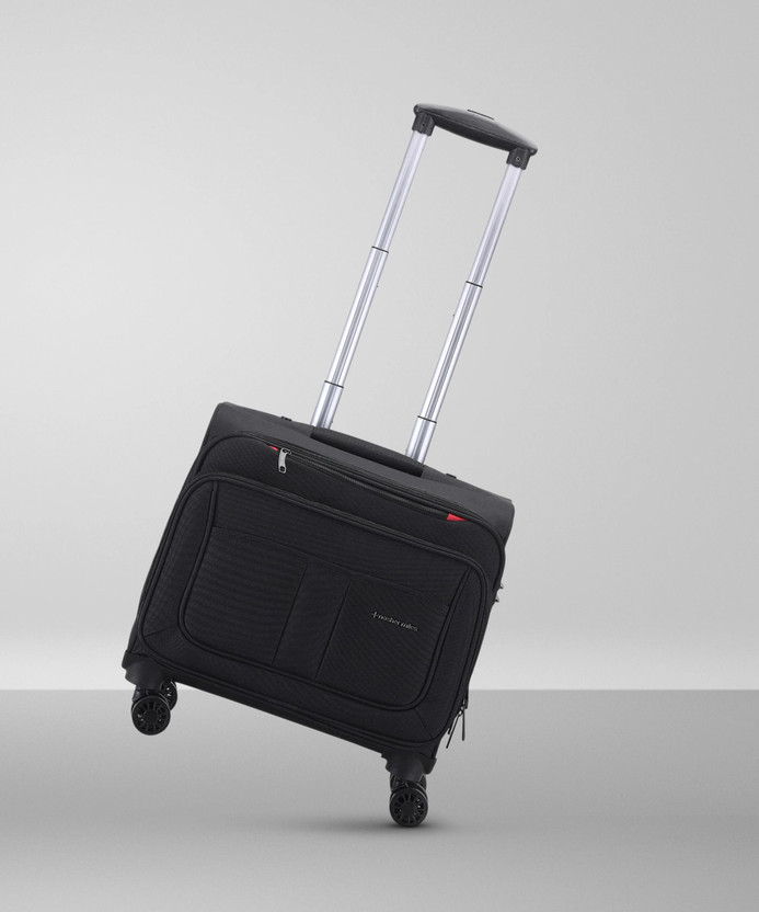 NASHER MILES Wall Street 2 Wheel Polyester 45 Liters Black Laptop Trolley/Travel Bag Cabin Suitcase 4 Wheels - 16 inch