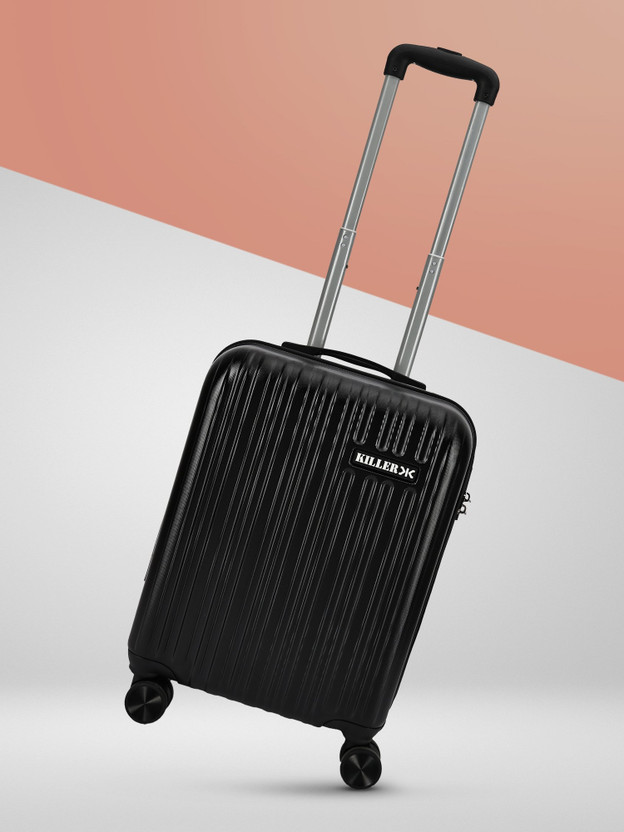 KILLER Classic Light-Weight & Durable Polycarbonate Black Hard Luggage Cabin Suitcase 8 Wheels - 20 Inch