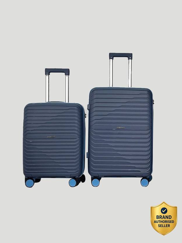 wildcraft hard body set of 2 luggage 8 wheels - argus : set of 2 (small 56.2cm | medium 68.2cm) - blue, multicolor