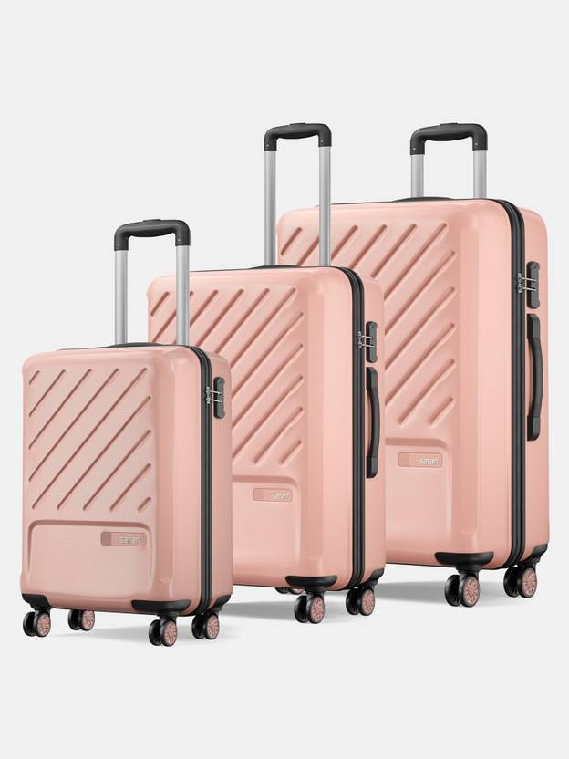 safari hard body set of 3 luggage 8 wheels - symphony - pink