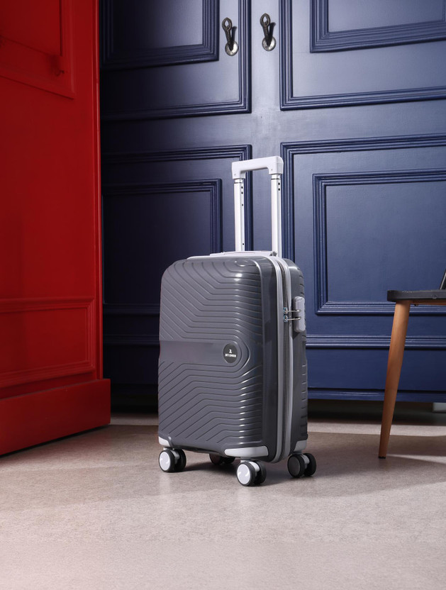 JACY LONDON Hard Sided ABS and PP 4 Wheel Spinners, Expandable Bag with Combi Lock Cabin Suitcase 8 Wheels - 22 inch
