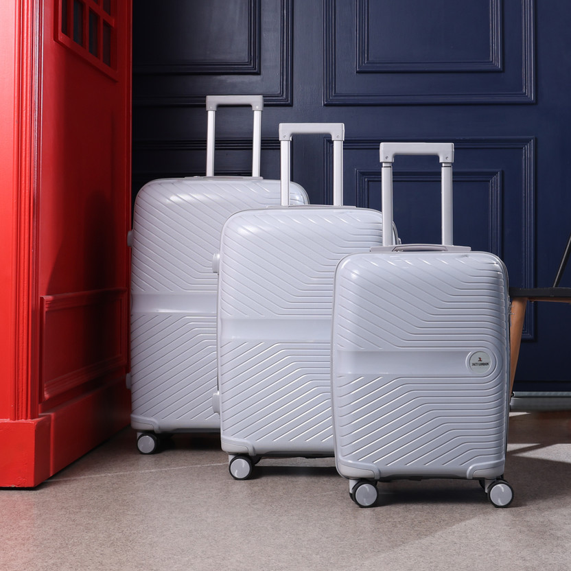 JACY LONDON Soft Body Set of 3 Luggage 8 Wheels - Hard Body Polypropylene Set of 3 Luggage Cabin & Check-in Set 8 Wheels - 30 inch