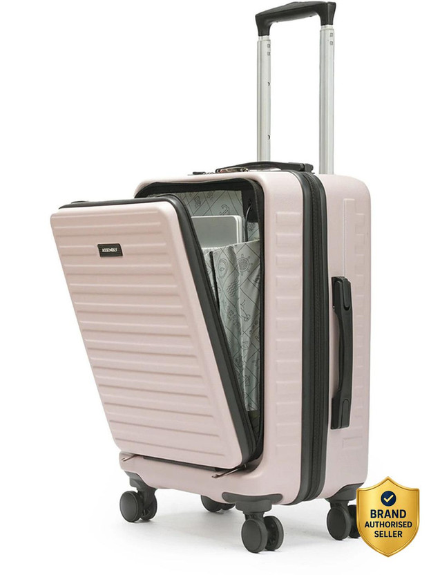 Assembly Premium Polycarbonate Luggage Trolley (Complimentary Packing Aids)-Desert Ivory Cabin Suitcase 8 Wheels - 20 inch