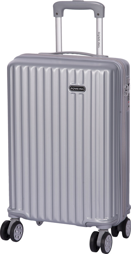 ROMEING Polycarbonate Hard-sided Cabin Luggage Silver (20 Inch | 55 cm) Trolley Bag Cabin Suitcase 4 Wheels - 20 inch