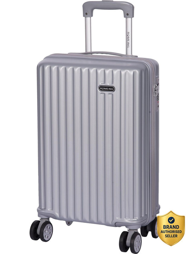 ROMEING Polycarbonate Hard-sided Cabin Luggage Silver (20 Inch | 55 cm) Trolley Bag Cabin Suitcase 4 Wheels - 20 inch