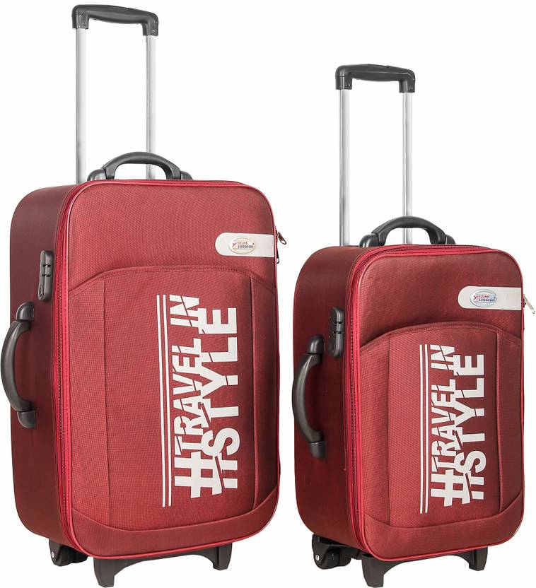 Yours Luggage Soft Body Set of 2 Luggage – Big Check In Spinners (Set of 2)(22 & 26 Inch) ( with Number Lock) LISBON SERIES – Red