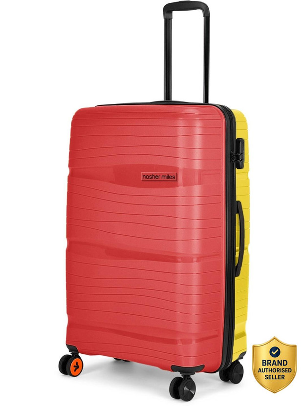 NASHER NASHER MILES Nicobar Hard-sided Polypropylene Check-In Luggage Red and Yellow 24 inch |65cm Trolley bag Check-in Suitcase 8 Wheels - 24 inch - Flipkart Deal
