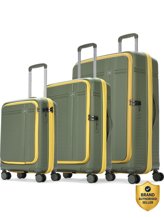 ARISTOCRAT Solana Set of 3 Trolley Bag | Hard Luggage with Laptop Compartment & TSA Lock Cabin & Check-in Set 8 Wheels - 30 inch