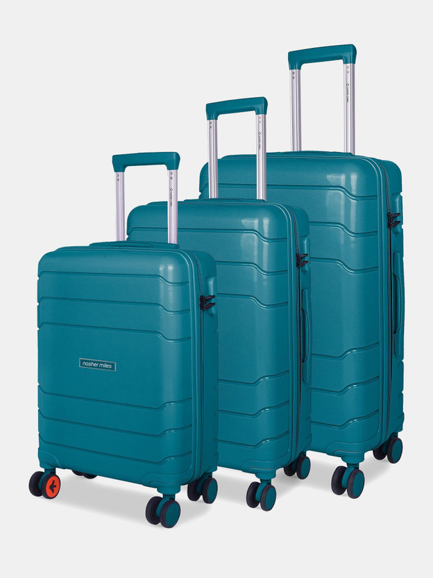 NASHER MILES Lisbon Hard-Sided Polypropylene Trolley Bag Set 55 65 & 75 cm Durable Travel Cabin & Check-in Set 8 Wheels - 28 inch