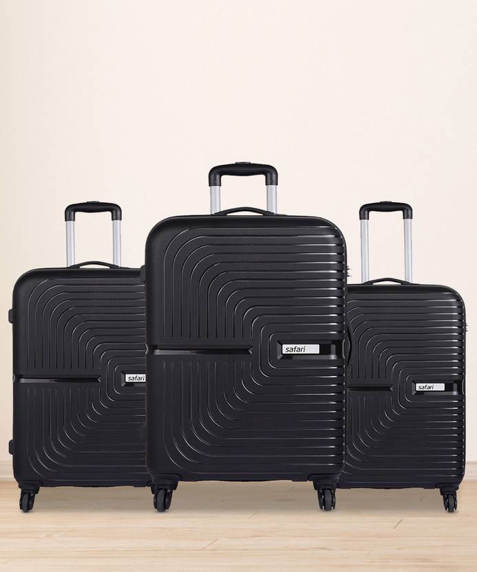 SAFARI Hard Body Set of 3 Luggage – ECLIPSE 4W – Black