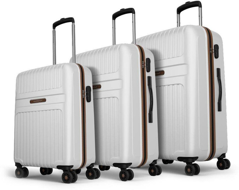 ARISTOCRAT Atlas Set of 3 Trolley Bag 55, 66 & 77cm | Hard Luggage | Combination Lock Cabin & Check-in Set 8 Wheels - 30 Inch