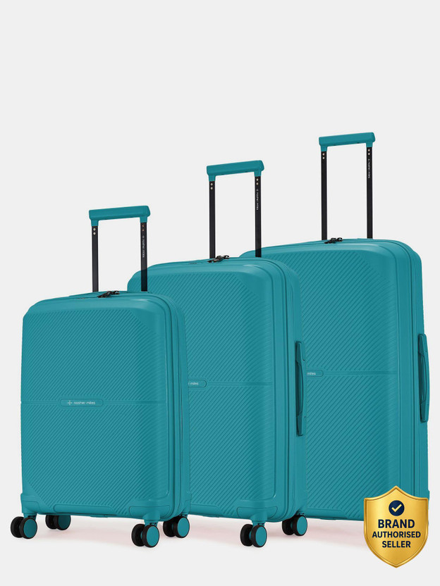 NASHER MILES Hawaii HardSide Polypropylene Luggage Dark Green Trolley Bags (55, 65 & 75cm) Check-in Suitcase 8 Wheels - 28 inch