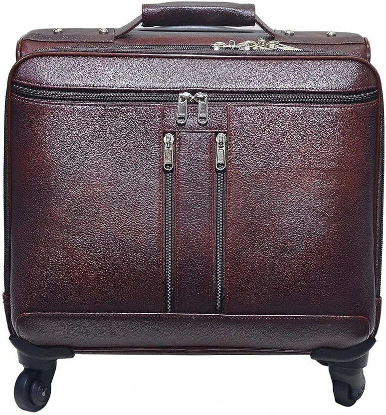 SoulCase 4 Wheel Genuine Leather 15.6 Laptop Travel Roller Case Expandable  Overnighter & Briefcase 4 Wheels - 20 inch