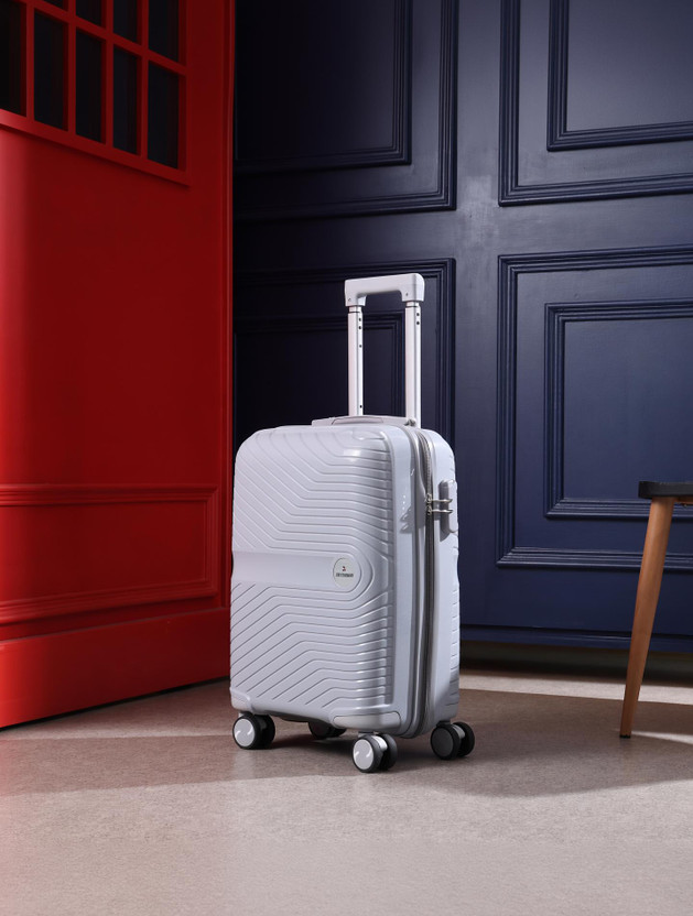 JACY LONDON Hard Sided ABS and PP 4 Wheel Spinners, Expandable Bag with Combi Lock Cabin Suitcase 8 Wheels - 22 inch