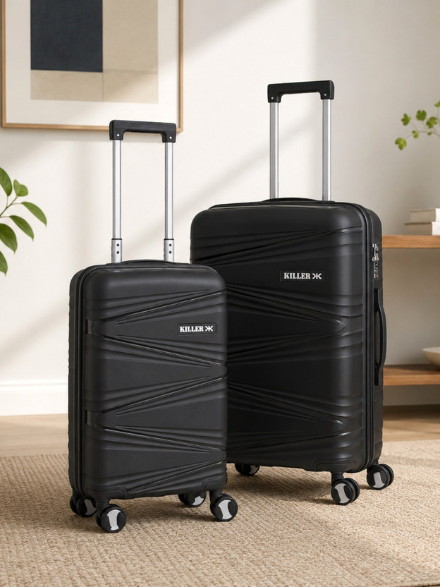 KILLER Hard Sided Spinners, Expandable Travel & Luggage Bags Trolley Bag Expandable  Cabin & Check-in Set 8 Wheels - 24 inch