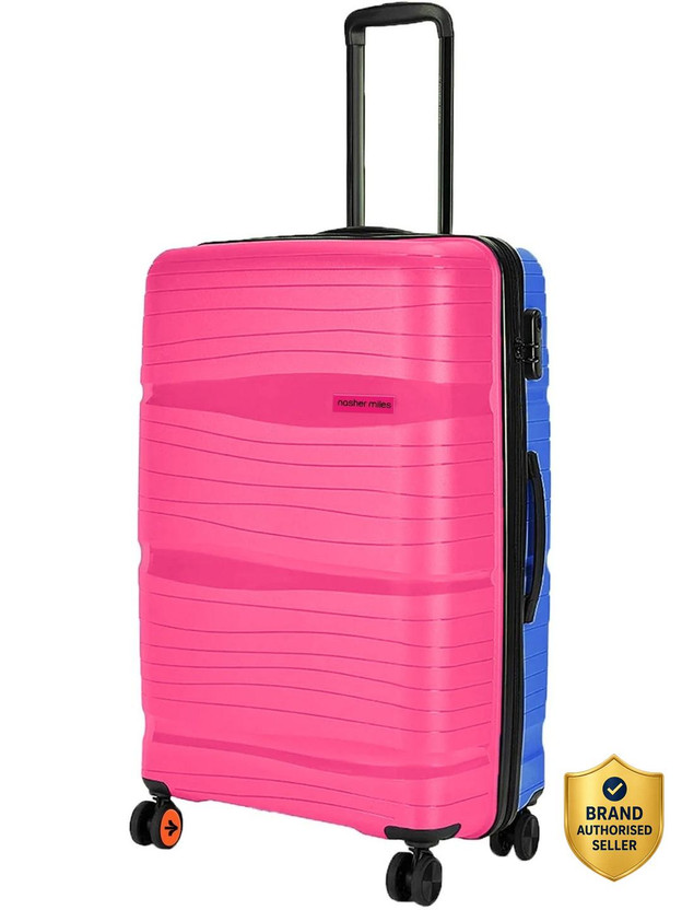 NASHER NASHER MILES Nicobar Hard-sided Polypropylene Check-In Luggage Pink and Sky Blue 24 inch |65cm Trolley bag Check-in Suitcase 8 Wheels - 24 inch - Flipkart Deal