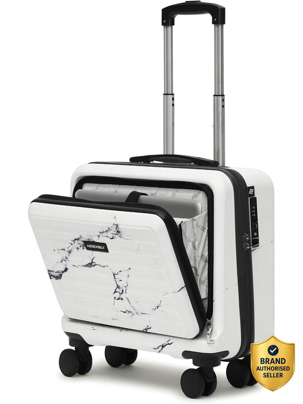 Assembly Assembly Premium Polycarbonate Overnighter Trolley Bag with Laptop Compartment & TSA Lock Cabin Suitcase 8 Wheels - 16 inch - Flipkart Deal