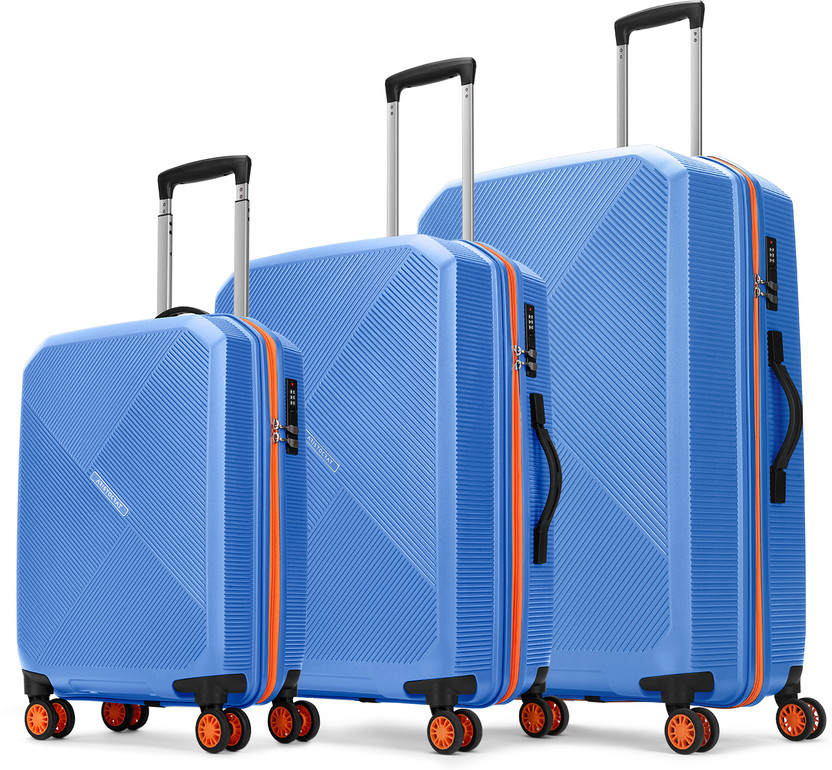 ARISTOCRAT Apex Hard Side Polypropylene Luggage | Trolley Bag with Combination Lock Cabin & Check-in Set 8 Wheels - 31 Inch