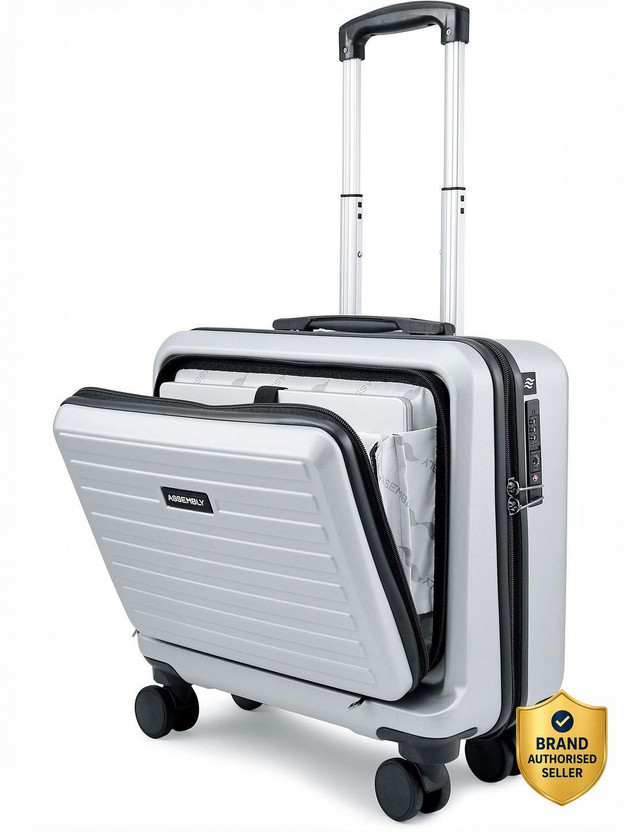 Assembly Premium Polycarbonate Overnighter Trolley Bag with Laptop Compartment & TSA Lock Cabin Suitcase 8 Wheels - 16 inch