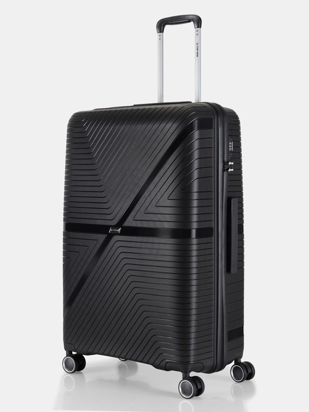 Stony Brook by Nasher Miles Axis Hard-Sided Polypropylene Check-in Luggage Black 28 inch |75cm Trolley Bag Check-in Suitcase 8 Wheels - 28 inch
