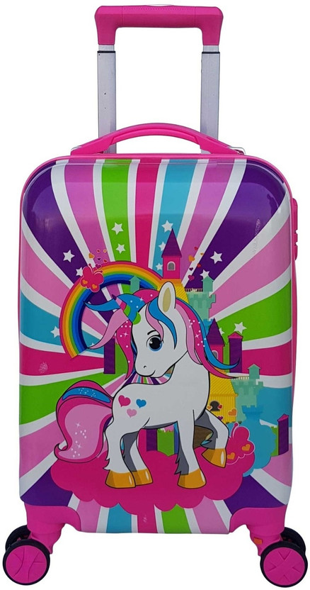 Miss & Chief ABS Hard Shell Cartoon Print Kids Travel Trolley Bag With 360° spinner wheels Cabin Suitcase 8 Wheels - 20 inch