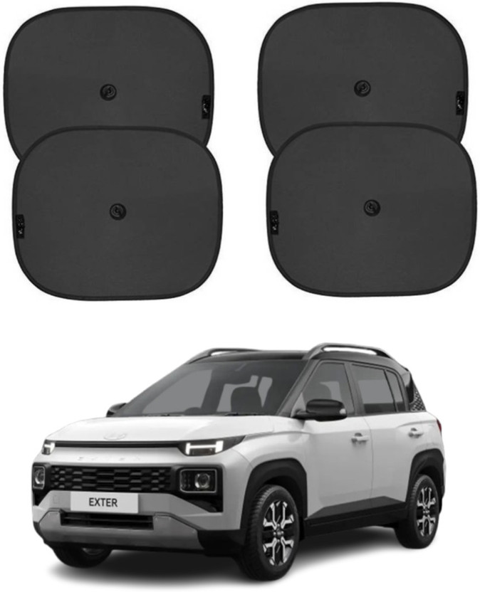 DriveXpert Side Window, Rear Window Sun Shade For Hyundai Exter(Black)
