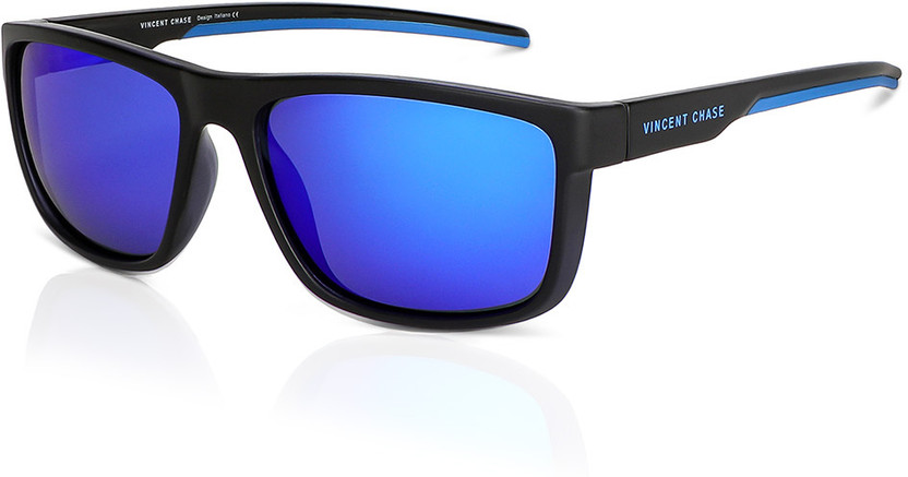 VINCENT CHASE by Lenskart Rectangular Sunglasses(For Men & Women, Blue)