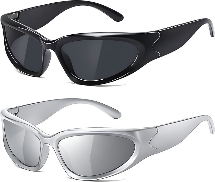 ARICKS Sports Sunglasses(For Men & Women, Black, Silver)