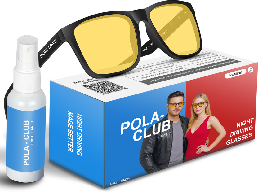 POLA-CLUB Rectangular Sunglasses(For Men & Women, Yellow)