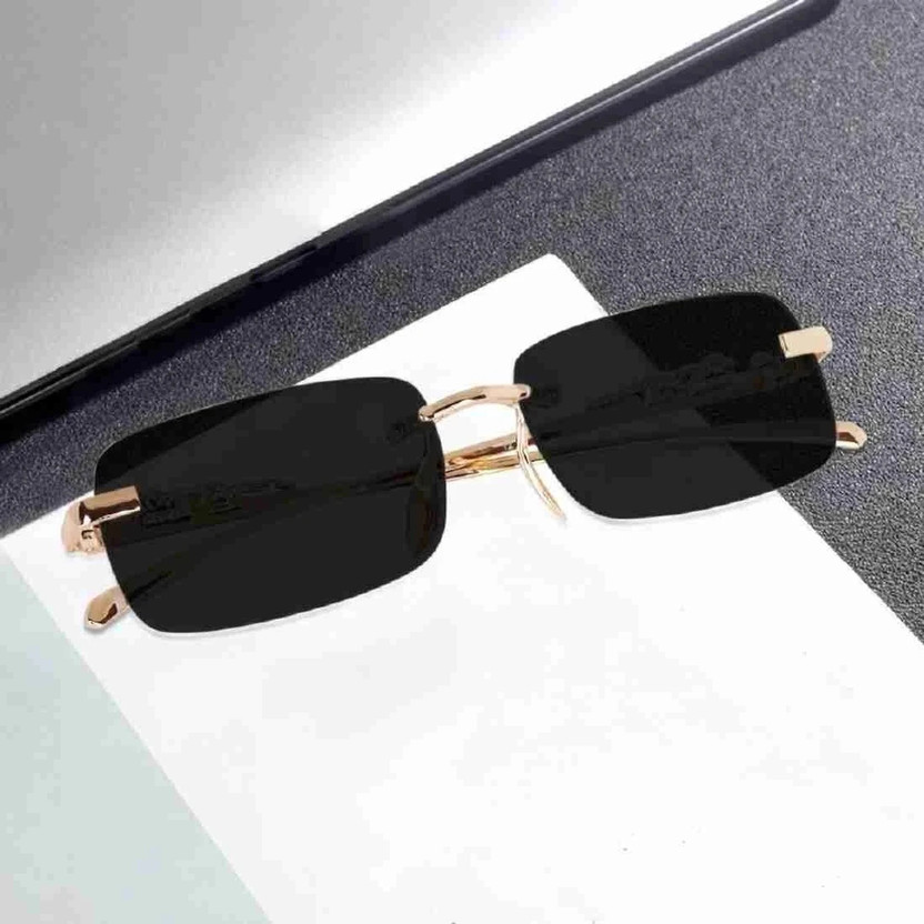 V Unique Rectangular Sunglasses(For Men & Women, Black)
