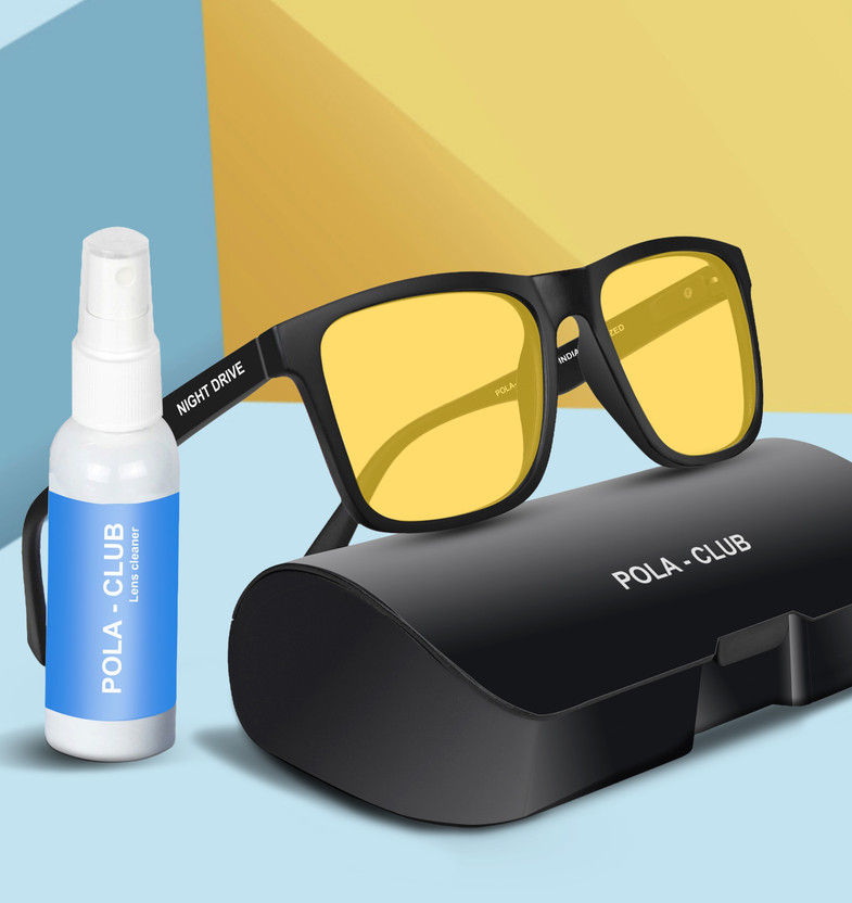 POLA-CLUB Rectangular Sunglasses(For Men & Women, Yellow)