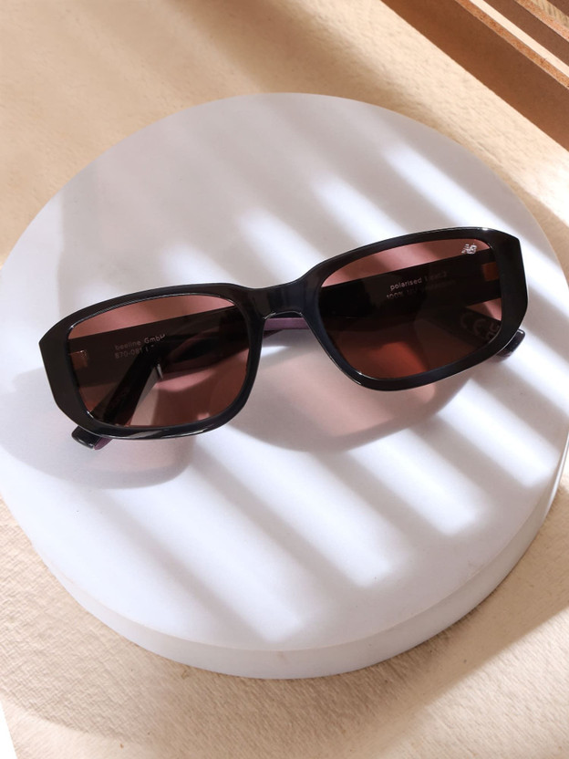 New Balance Rectangular Sunglasses(For Men, Brown)