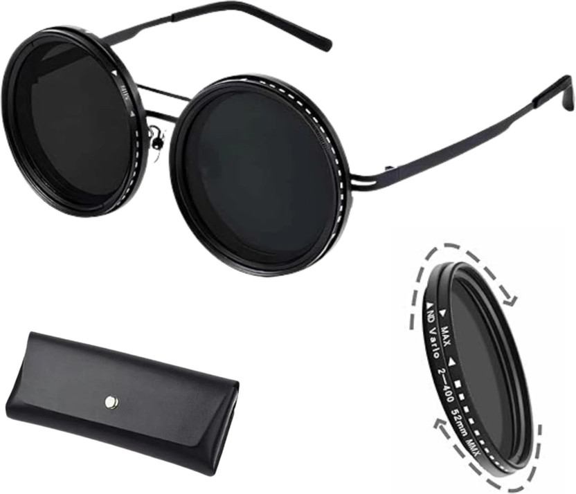 4MADS FASHION Round Sunglasses(For Men & Women, Black)