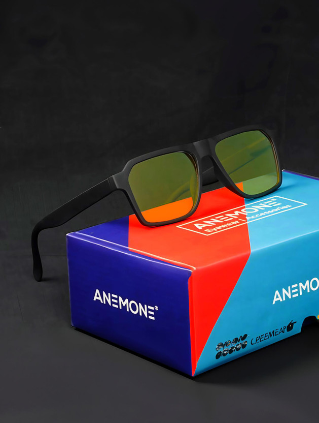 Anemone Retro Square Sunglasses(For Men & Women, Yellow)