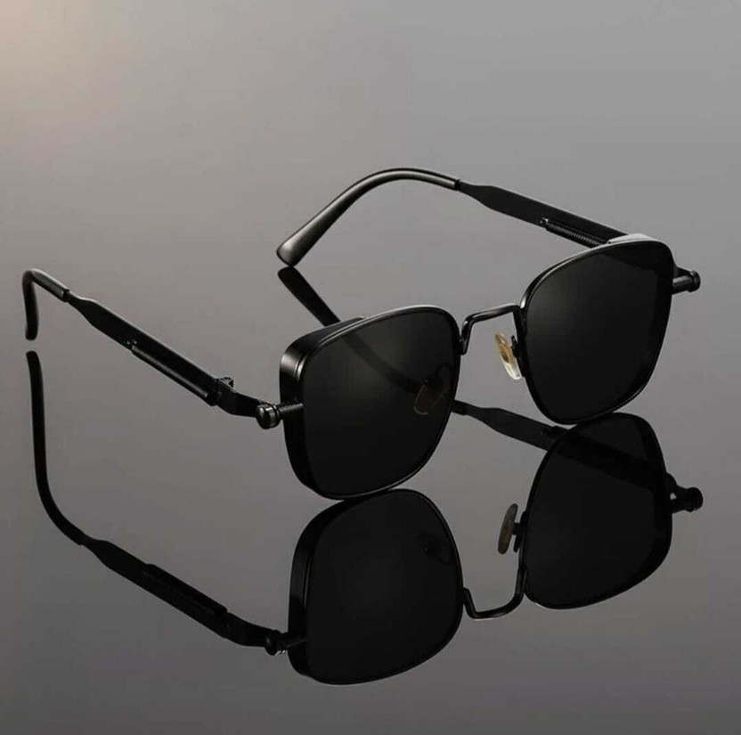 YOUTH CLUB Retro Square, Wrap-around Sunglasses(For Men & Women, Black)