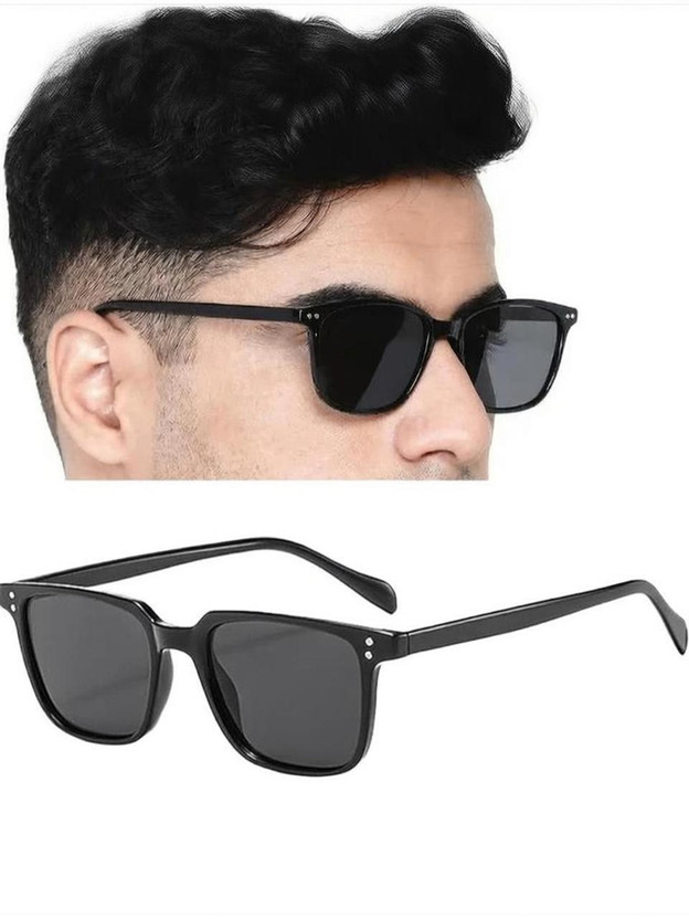dioris Rectangular Sunglasses(For Men, Black)