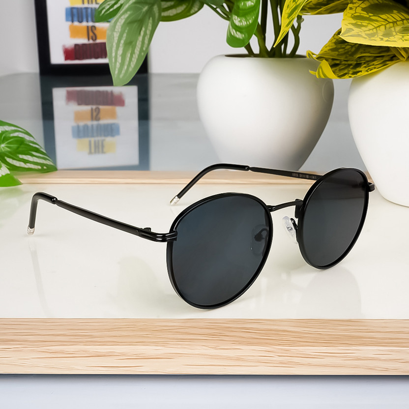 VOYAGE Round Sunglasses(For Men & Women, Black)