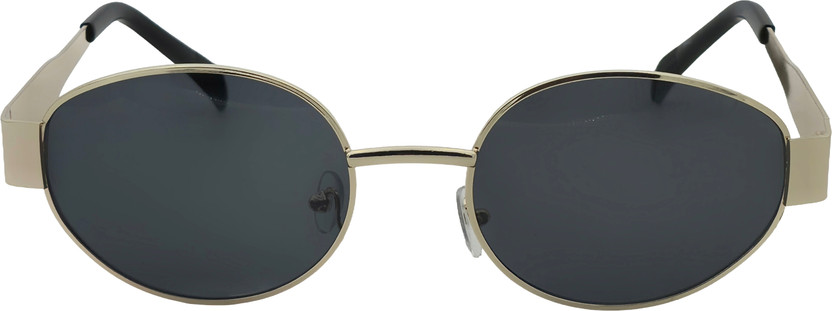 PRASU Oval Sunglasses(For Men & Women, Black)
