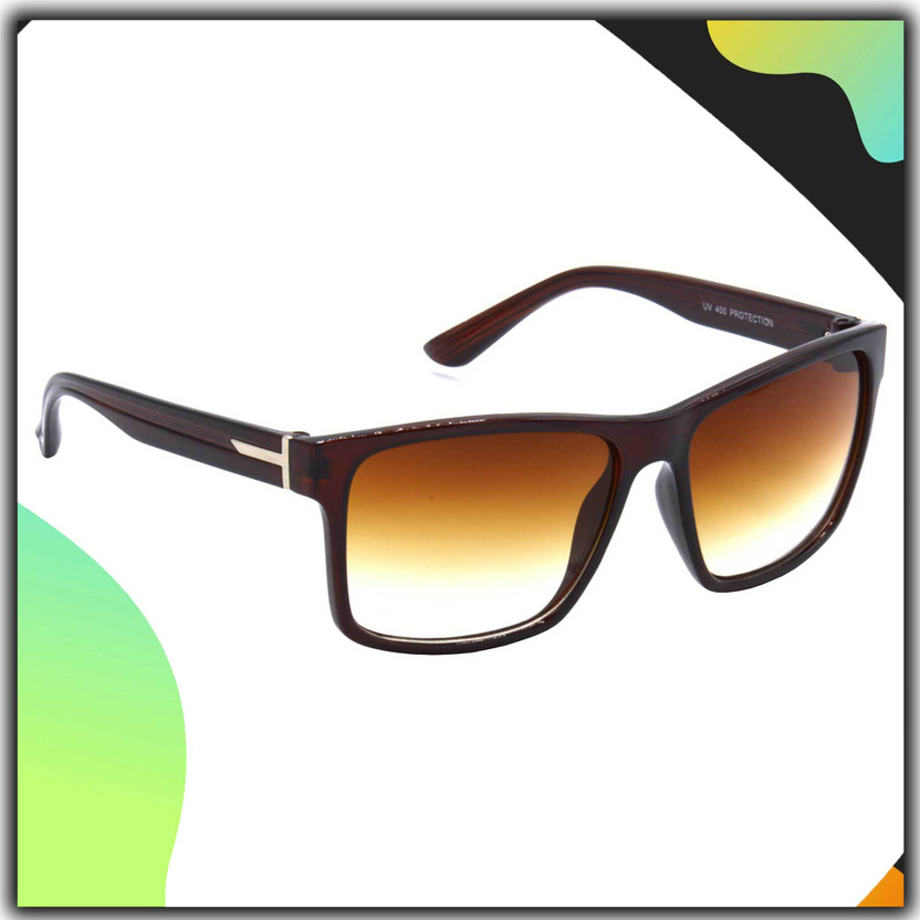 Hrinkar Rectangular Sunglasses(For Men & Women, Brown)