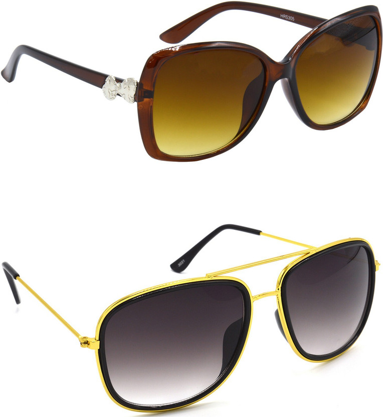Hrinkar Over-sized Sunglasses(For Men & Women, Clear, Grey)