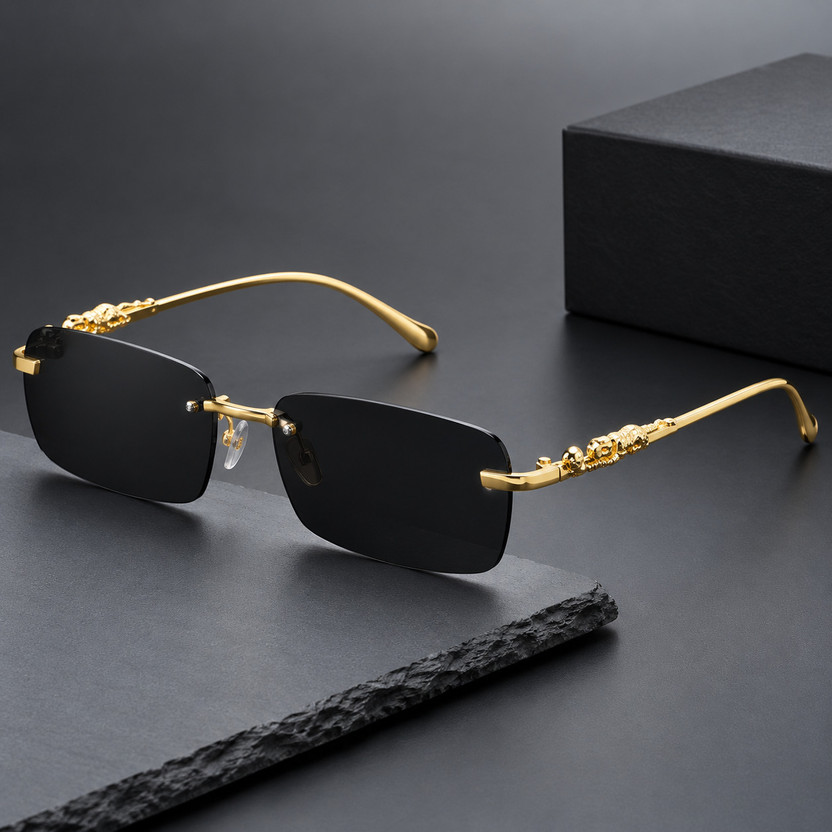 NexShadeX Rectangular, Retro Square Sunglasses(For Men & Women, Brown, Black)