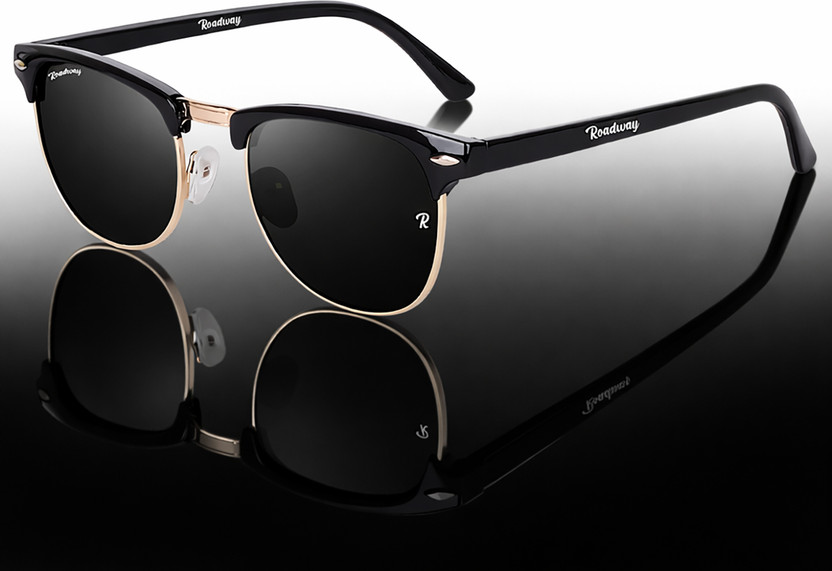 ROADWAY Clubmaster Sunglasses(For Men & Women, Black)