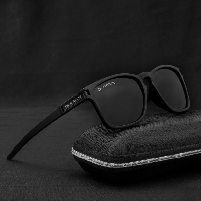 Eyewearlabs Retro Square Sunglasses(For Men & Women, Black)