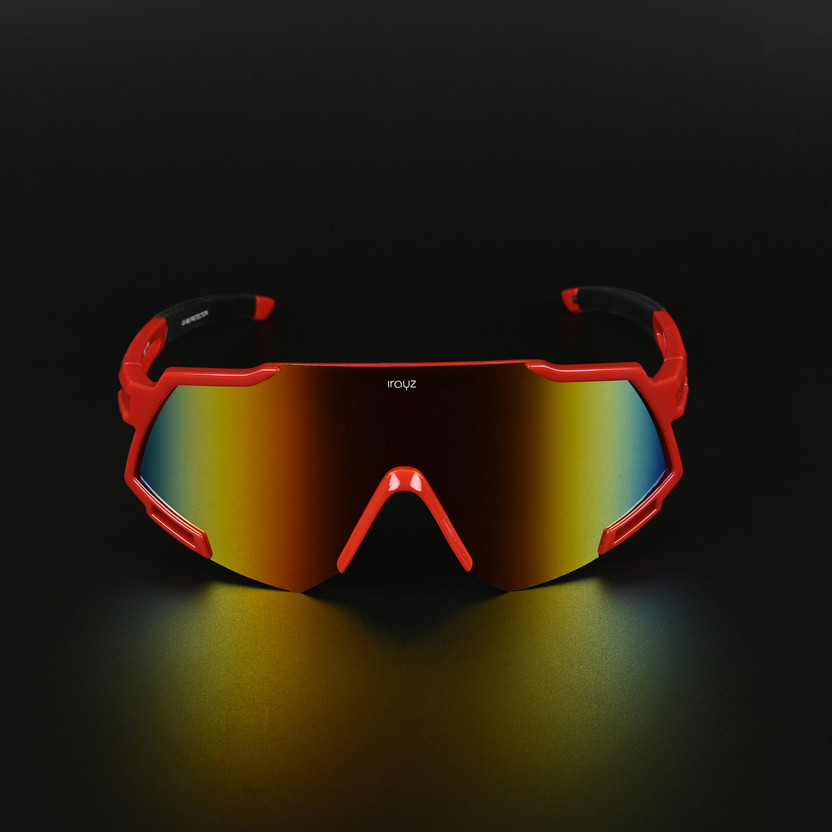 Irayz Sports, Wrap-around, Over-sized, Rectangular Sunglasses(For Men & Women, Red)